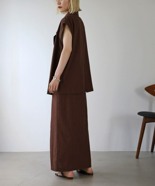 UNFIELD(アンフィールド)の「【UNFIELD】麻混ノースリーブジャケット(ベスト・レディース・ブラック/ブラウン/オフホワイト・FREE)」の15枚目の写真