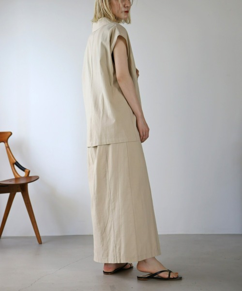 UNFIELD(アンフィールド)の「【UNFIELD】麻混ノースリーブジャケット(ベスト・レディース・ブラック/ブラウン/オフホワイト・FREE)」の20枚目の写真