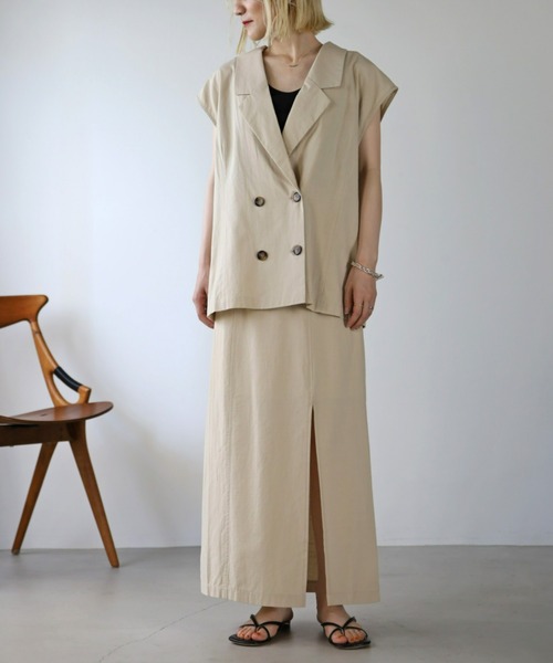 UNFIELD(アンフィールド)の「【UNFIELD】麻混ノースリーブジャケット(ベスト・レディース・ブラック/ブラウン/オフホワイト・FREE)」の22枚目の写真