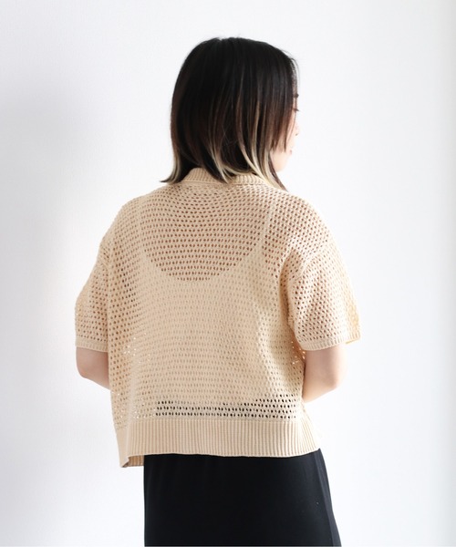 cepo（セポ）の「メッシュニットポロカーディガン（カーディガン/ボレロ・レディース・ブラック/オフホワイト/オレンジ・M）」の13枚目の写真