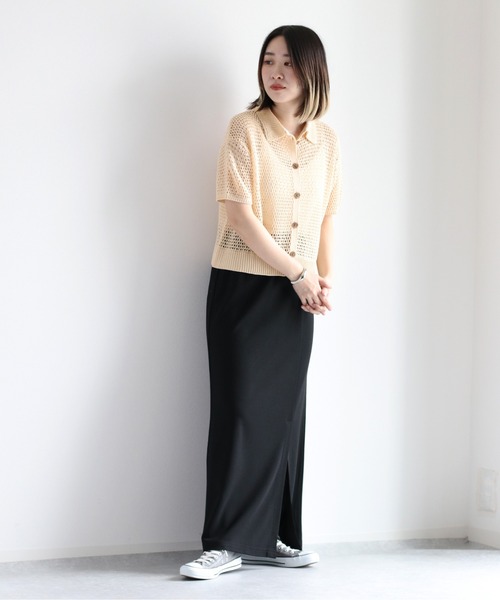 cepo（セポ）の「メッシュニットポロカーディガン（カーディガン/ボレロ・レディース・ブラック/オフホワイト/オレンジ・M）」の16枚目の写真