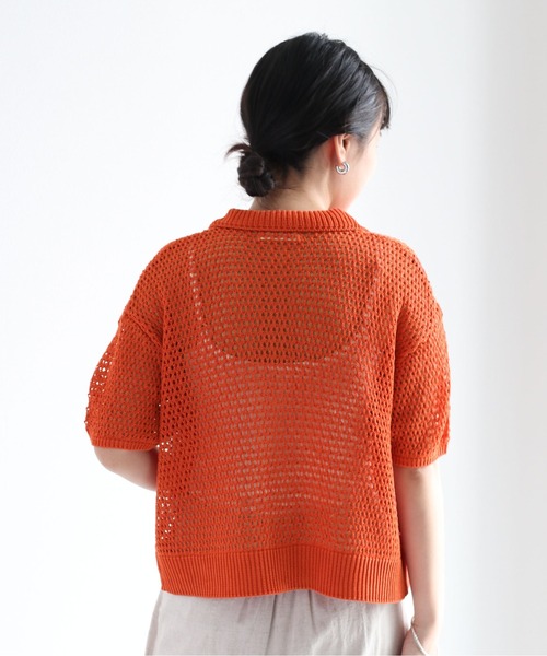 cepo（セポ）の「メッシュニットポロカーディガン（カーディガン/ボレロ・レディース・ブラック/オフホワイト/オレンジ・M）」の18枚目の写真