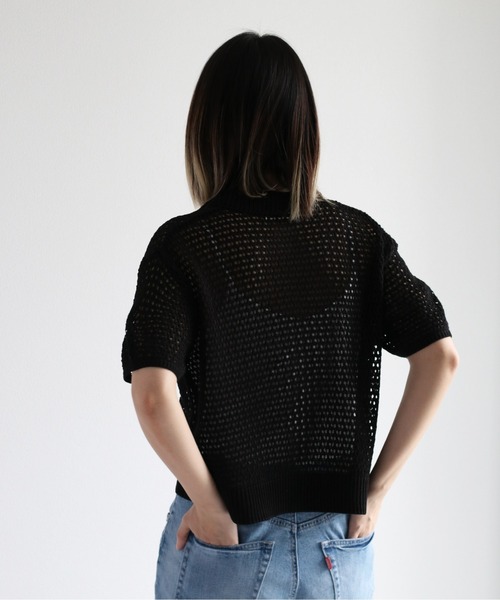 cepo（セポ）の「メッシュニットポロカーディガン（カーディガン/ボレロ・レディース・ブラック/オフホワイト/オレンジ・M）」の17枚目の写真