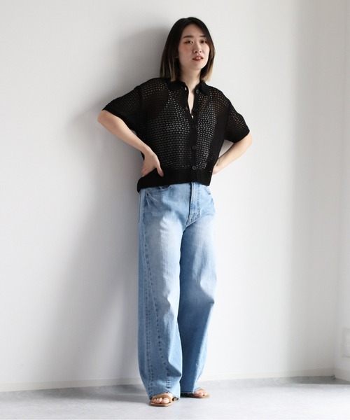 cepo（セポ）の「メッシュニットポロカーディガン（カーディガン/ボレロ・レディース・ブラック/オフホワイト/オレンジ・M）」の20枚目の写真