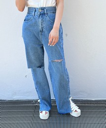 abc une face | ダメ―ジワイドパンツ(デニムパンツ)