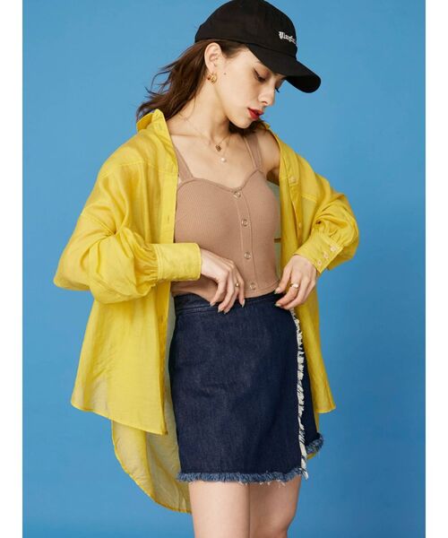 EVRIS（エヴリス）の「オーバーカラーシアーシャツ（シャツ/ブラウス・レディース・ホワイト/ブラック/レッド/マスタード・FREE）」の6枚目の写真