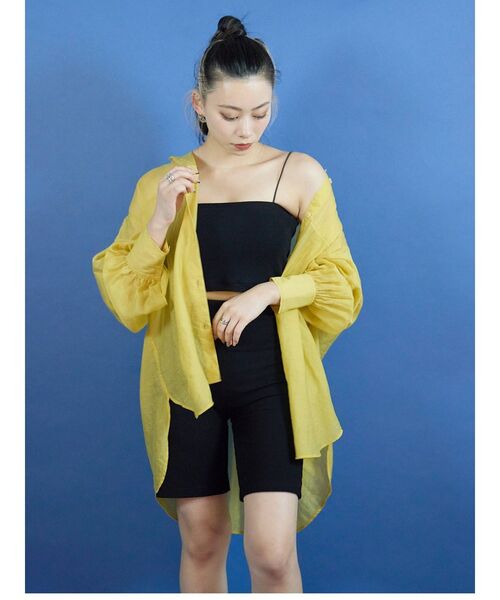 EVRIS（エヴリス）の「オーバーカラーシアーシャツ（シャツ/ブラウス・レディース・ホワイト/ブラック/レッド/マスタード・FREE）」の10枚目の写真