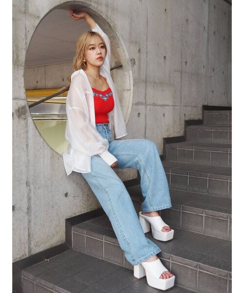 EVRIS（エヴリス）の「オーバーカラーシアーシャツ（シャツ/ブラウス・レディース・ホワイト/ブラック/レッド/マスタード・FREE）」の18枚目の写真