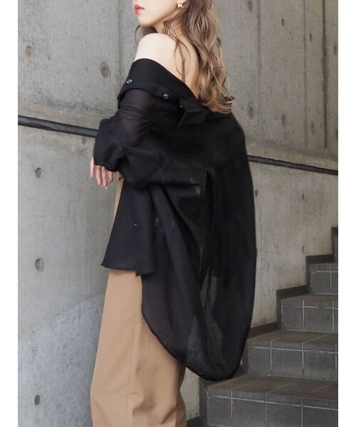 EVRIS（エヴリス）の「オーバーカラーシアーシャツ（シャツ/ブラウス・レディース・ホワイト/ブラック/レッド/マスタード・FREE）」の20枚目の写真