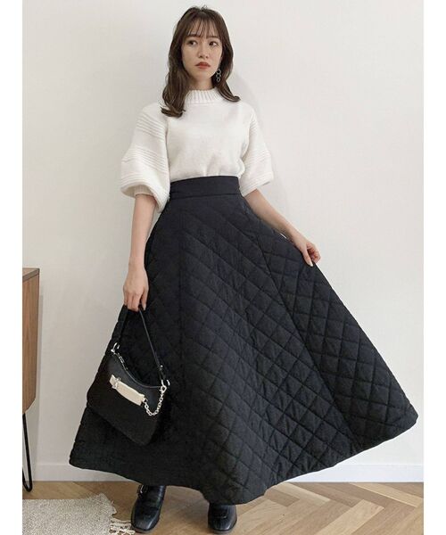 dazzlin（ダズリン）の「キルティングボリュームスカート（スカート・レディース・ブラック/ピンク・FREE）」の6枚目の写真