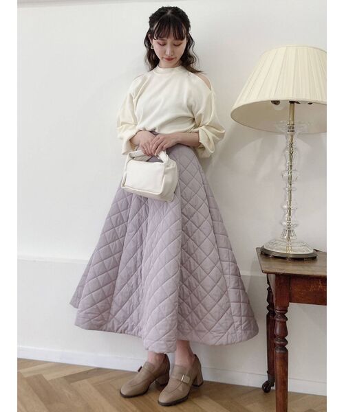 dazzlin（ダズリン）の「キルティングボリュームスカート（スカート・レディース・ブラック/ピンク・FREE）」の4枚目の写真