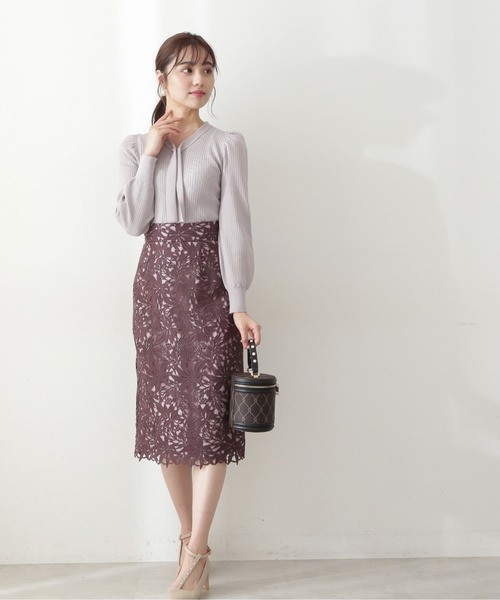 PROPORTION BODY DRESSING(プロポーションボディドレッシング)の「ボリュームスリーブ2wayボウタイリブニット / 1212270502(ニット/セーター・レディース・パープル/グレー/グリーン/ボルドー・SMALL/MEDIUM)」の10枚目の写真