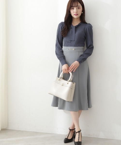 PROPORTION BODY DRESSING(プロポーションボディドレッシング)の「ボリュームスリーブ2wayボウタイリブニット / 1212270502(ニット/セーター・レディース・パープル/グレー/グリーン/ボルドー・SMALL/MEDIUM)」の11枚目の写真