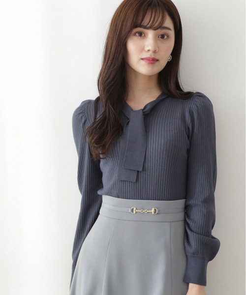 PROPORTION BODY DRESSING(プロポーションボディドレッシング)の「ボリュームスリーブ2wayボウタイリブニット / 1212270502(ニット/セーター・レディース・パープル/グレー/グリーン/ボルドー・SMALL/MEDIUM)」の8枚目の写真