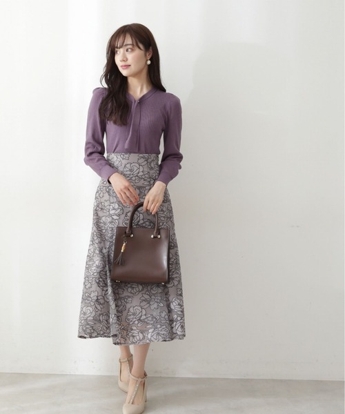 PROPORTION BODY DRESSING(プロポーションボディドレッシング)の「ボリュームスリーブ2wayボウタイリブニット / 1212270502(ニット/セーター・レディース・パープル/グレー/グリーン/ボルドー・SMALL/MEDIUM)」の7枚目の写真