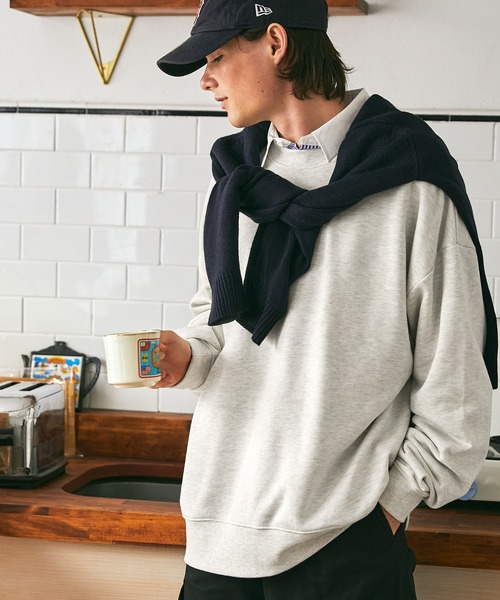 EMMA CLOTHES（エマクローズ）の「ルーズベーシックオーバー裏毛プルオーバースウェット EMMA CLOTHES（スウェット・メンズ・ブラック/グリーン/杢グレー/オレンジ/アイボリー・M/L）」の4枚目の写真