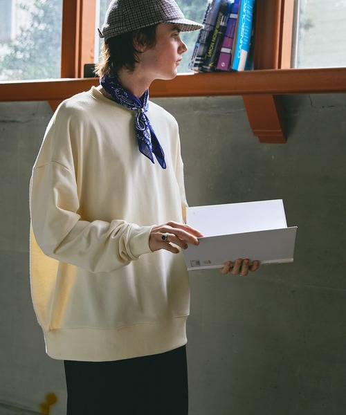 EMMA CLOTHES（エマクローズ）の「ルーズベーシックオーバー裏毛プルオーバースウェット EMMA CLOTHES（スウェット・メンズ・ブラック/グリーン/杢グレー/オレンジ/アイボリー・M/L）」の18枚目の写真