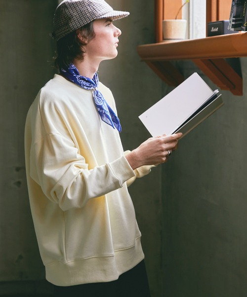 EMMA CLOTHES（エマクローズ）の「ルーズベーシックオーバー裏毛プルオーバースウェット EMMA CLOTHES（スウェット・メンズ・ブラック/グリーン/杢グレー/オレンジ/アイボリー・M/L）」の19枚目の写真