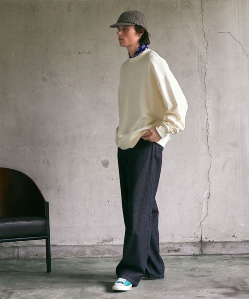 EMMA CLOTHES（エマクローズ）の「ルーズベーシックオーバー裏毛プルオーバースウェット EMMA CLOTHES（スウェット・メンズ・ブラック/グリーン/杢グレー/オレンジ/アイボリー・M/L）」の20枚目の写真