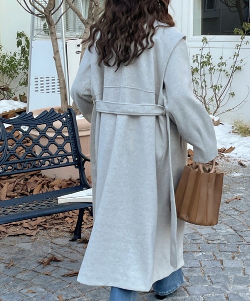 emi+(エミプラス)の「3WAYレイヤードトロングコート(チェスターコート・レディース・アイボリー/チャコールグレー/ブルー・M/L)」の21枚目の写真