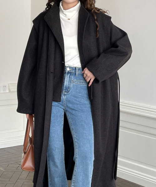 emi+(エミプラス)の「3WAYレイヤードトロングコート(チェスターコート・レディース・アイボリー/チャコールグレー/ブルー・M/L)」の5枚目の写真