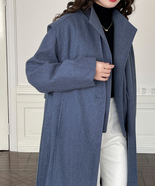 emi+(エミプラス)の「3WAYレイヤードトロングコート(チェスターコート・レディース・アイボリー/チャコールグレー/ブルー・M/L)」の9枚目の写真