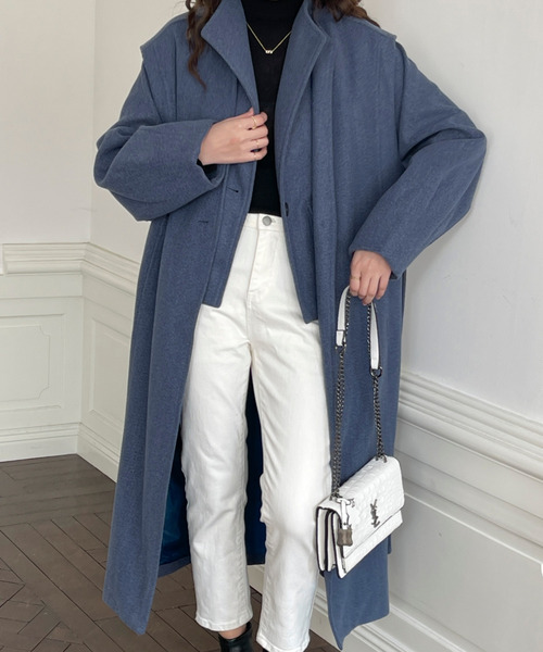 emi+(エミプラス)の「3WAYレイヤードトロングコート(チェスターコート・レディース・アイボリー/チャコールグレー/ブルー・M/L)」の12枚目の写真