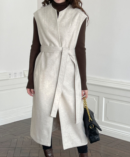 emi+(エミプラス)の「3WAYレイヤードトロングコート(チェスターコート・レディース・アイボリー/チャコールグレー/ブルー・M/L)」の14枚目の写真