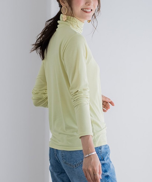 Pierrot(ピエロ)の「タートルネックストレッチインナー(Tシャツ/カットソー・レディース・ミント/ブラック/オフホワイト・M/L)」の6枚目の写真