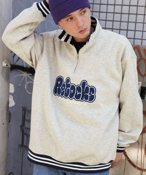 セール】【retock's】ハーフジップ タギンググラフィティ フェルト刺繍