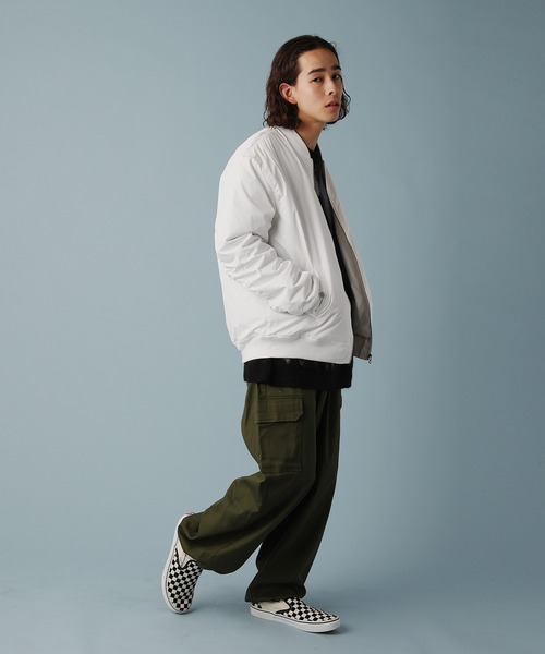 MSG(エムエスジー)の「ルーズベーシック中綿MA-1(MA-1・メンズ・杢グレー/カーキ/ブラック/モカ/チャコール/ネイビー/ホワイト/ブラウン・M/L/XL)」の9枚目の写真