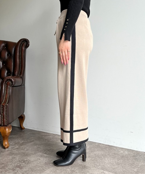 prose verse（プロズヴェール）の「配色ラインニットパンツ（チノパンツ・レディース・アイボリー/ブラック・ﾌﾘ-）」の13枚目の写真