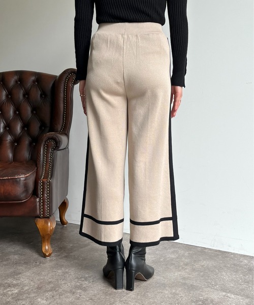 prose verse（プロズヴェール）の「配色ラインニットパンツ（チノパンツ・レディース・アイボリー/ブラック・ﾌﾘ-）」の14枚目の写真