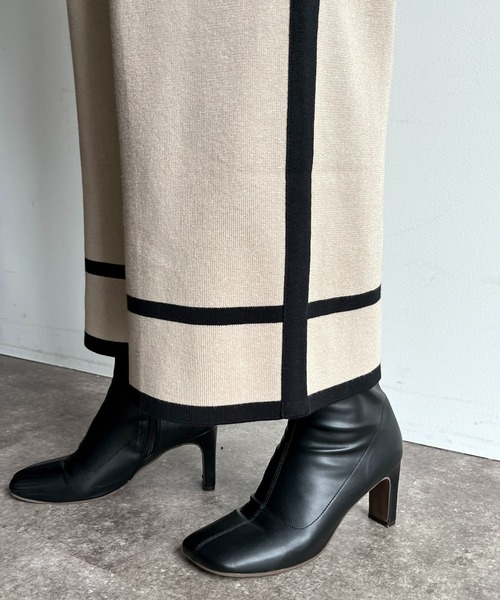 prose verse（プロズヴェール）の「配色ラインニットパンツ（チノパンツ・レディース・アイボリー/ブラック・ﾌﾘ-）」の16枚目の写真