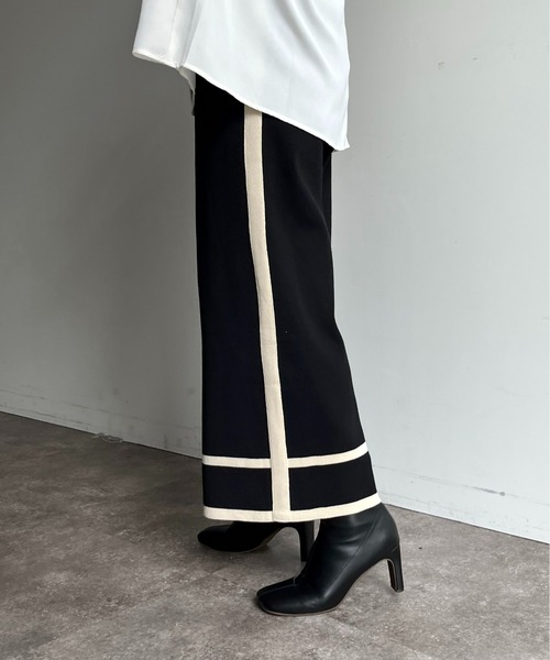 prose verse（プロズヴェール）の「配色ラインニットパンツ（チノパンツ・レディース・アイボリー/ブラック・ﾌﾘ-）」の20枚目の写真