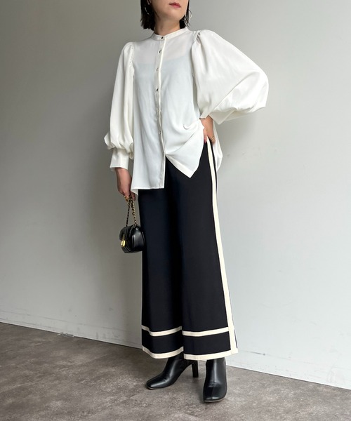 prose verse（プロズヴェール）の「配色ラインニットパンツ（チノパンツ・レディース・アイボリー/ブラック・ﾌﾘ-）」の22枚目の写真