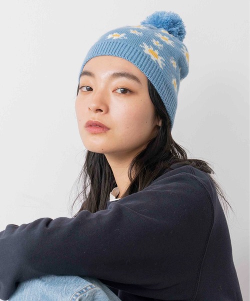 Casselini（キャセリーニ）の「Casselini(キャセリーニ)柄ニットポンポン帽（ニットキャップ/ビーニー・レディース・ブルー/レッド/カーキ/ブラック・FREE）」の12枚目の写真