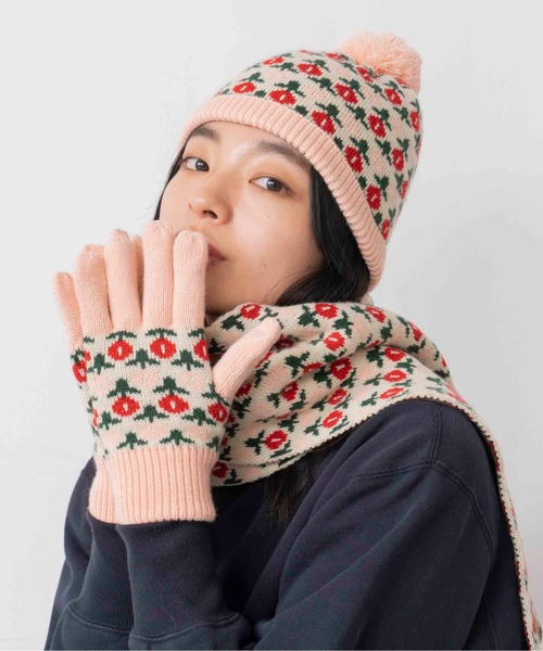 Casselini（キャセリーニ）の「Casselini(キャセリーニ)柄ニットポンポン帽（ニットキャップ/ビーニー・レディース・ブルー/レッド/カーキ/ブラック・FREE）」の7枚目の写真