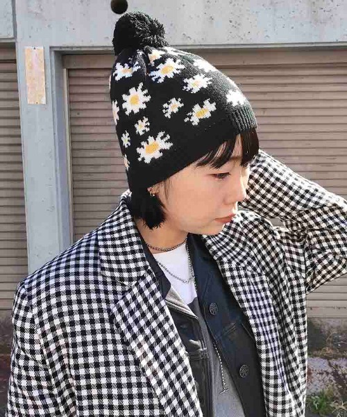 Casselini（キャセリーニ）の「Casselini(キャセリーニ)柄ニットポンポン帽（ニットキャップ/ビーニー・レディース・ブルー/レッド/カーキ/ブラック・FREE）」の22枚目の写真
