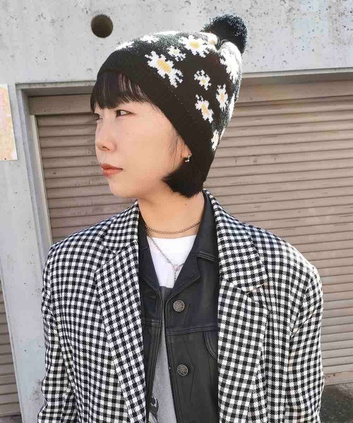 Casselini（キャセリーニ）の「Casselini(キャセリーニ)柄ニットポンポン帽（ニットキャップ/ビーニー・レディース・ブルー/レッド/カーキ/ブラック・FREE）」の19枚目の写真