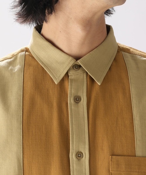 niko and（ニコアンド）の「チェックミックスパッチワークシャツ