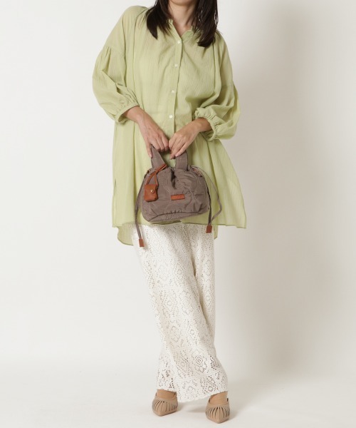 toleur（トーラ）の「【toleur】ポリキルティング/カウレザー巾着トートバッグ トーラ ※11806（トートバッグ・レディース・ネイビー/グレイッシュベージュ/ライトブラウン/カーキ・FREE）」の13枚目の写真