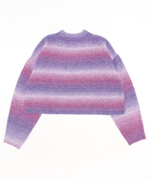 Lui's(ルイス)の「グラデーションショートニットトップス(ニット/セーター・レディース・パープル/キャメル/ミント・FREE)」の4枚目の写真