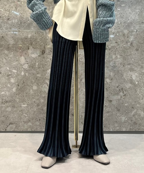 新品タグ付き LE CIEL BLEU ルシェルブルー ランダムストライブパンツ LE CIEL BLEU（ルシェルブルー）の「ランダムストライプニット