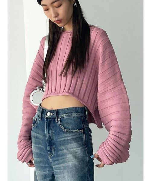 EMODA（エモダ）の「ルーズネックニット（ニット/セーター・レディース・ピンク/ブルー/アイボリー/ブラック・FREE）」の4枚目の写真