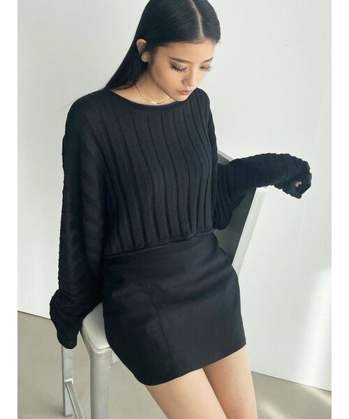 EMODA（エモダ）の「ルーズネックニット（ニット/セーター・レディース・ピンク/ブルー/アイボリー/ブラック・FREE）」の9枚目の写真