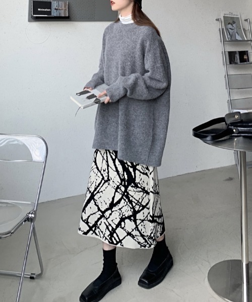 Vipoa（ヴィポア）の「インクデザインプリントスカート（スカート・レディース・ベージュ/ホワイト・FREE）」の12枚目の写真
