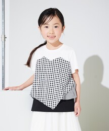COMME CA ISM（コムサイズム）の「ギンガムチェック　重ね着風デザイン半袖Ｔシャツ（Tシャツ/カットソー・キッズ）」