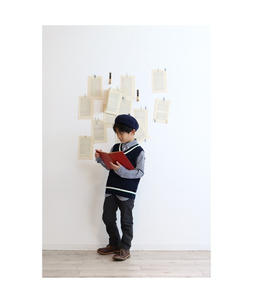 Tappet（タペット）の「ギンガム長袖シャツ（シャツ/ブラウス・キッズ・ネイビー・90cm/160cm/110cm/140cm/150cm/120cm/100cm/130cm）」の5枚目の写真