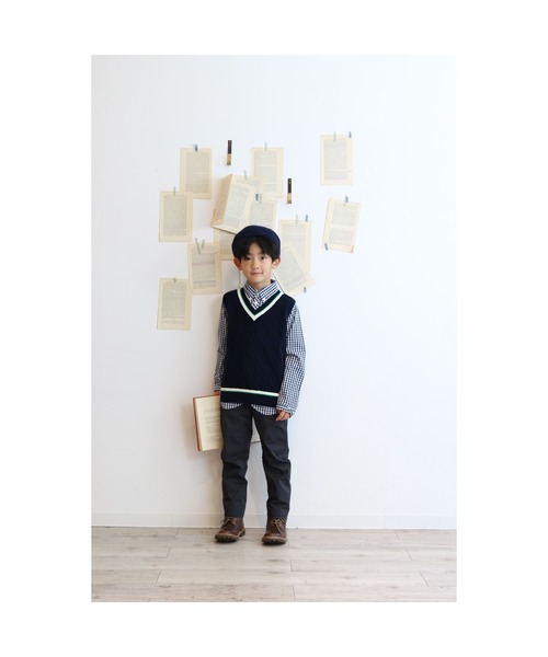 Tappet（タペット）の「ギンガム長袖シャツ（シャツ/ブラウス・キッズ・ネイビー・90cm/160cm/110cm/140cm/150cm/120cm/100cm/130cm）」の4枚目の写真